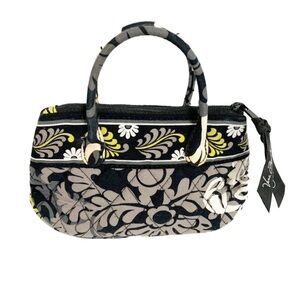 Vera Bradley Caitlyn Baroque Mini Purse Cosmetic Coin Purse Zips Closure ⬛️⬜️🟨